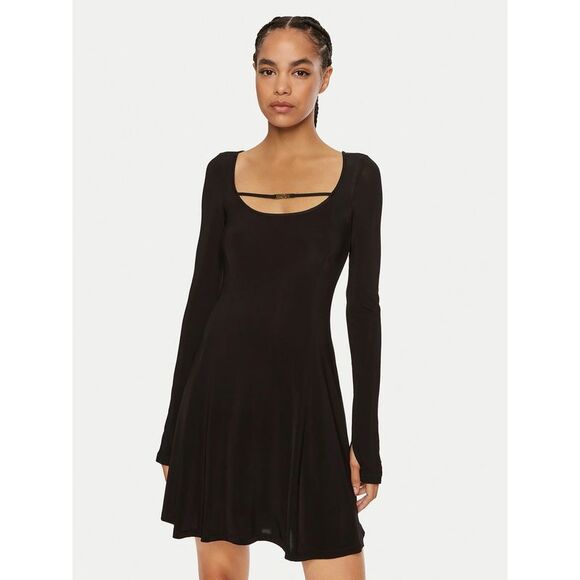 Versace Jeans Couture Women's Embroidered Logo Black Mini Dress - Picture 5 of 5